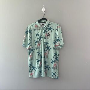 Duvin Tropical Flamingo Print Polo short Sleeve Colorful Size Large